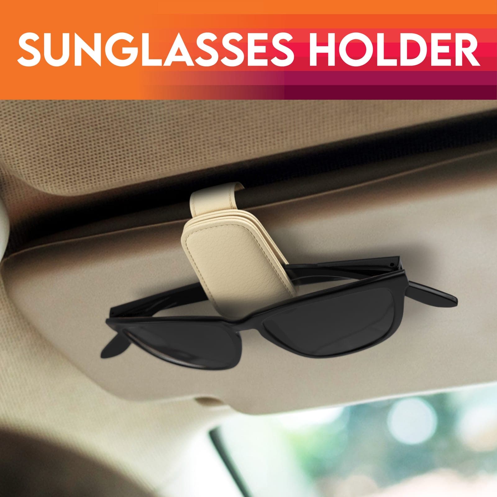 Fernline magnetic sunglasses holder clipped to a car sun visor